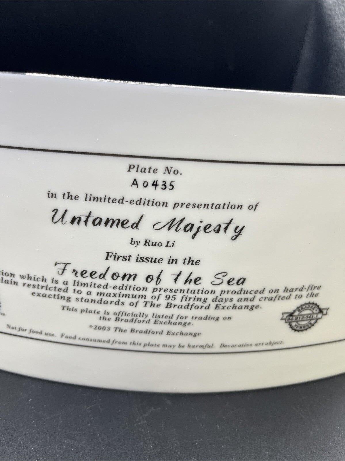 Bradford Exchange -UNTAMED MAJESTY  Freedom of the Sea Wild Horses A0435