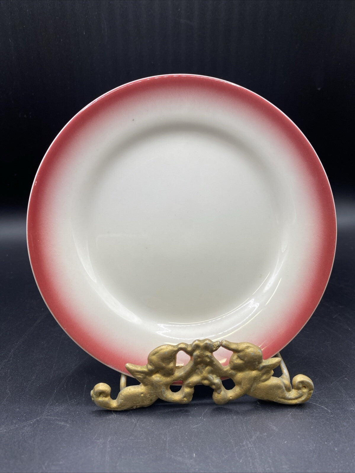 5.5" Vintage Homer Laughlin Small red rim Bread Plate