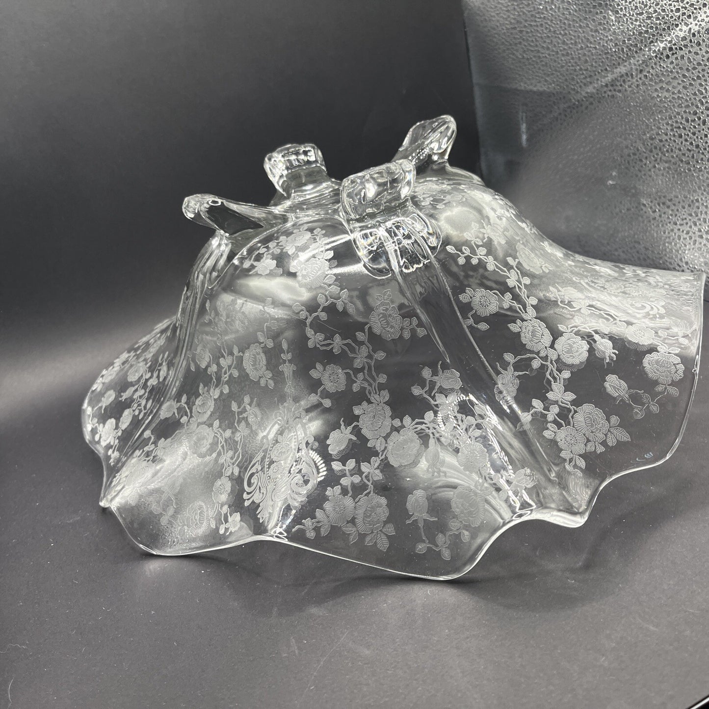 ROSEPOINT 12" FOOTED CENTERPIECE SERVING BOWL Cambridge Glass Co VTG