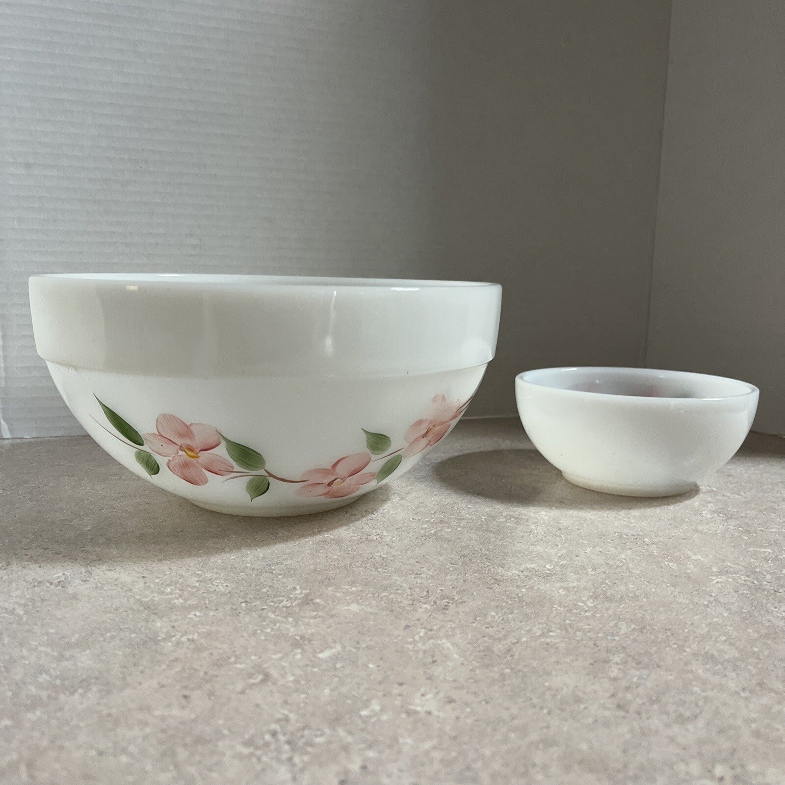 Vintage Peach Blossom Colonial chip & Dip Bowl Fire Anchor Hocking (2)