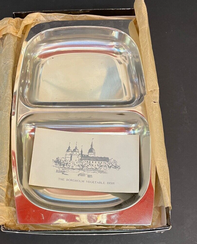 Vintage Borgholm Swedish Stainless Steel divided Vegetable Dish