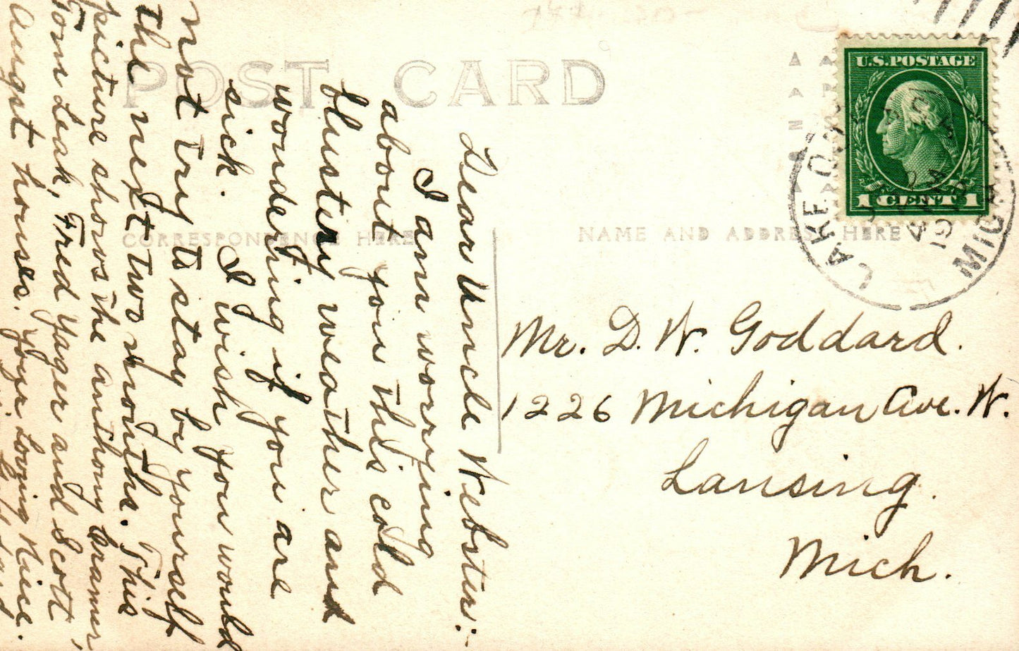 Real Photo G Avenue Lake Odessa MI Michigan Mich Postcard