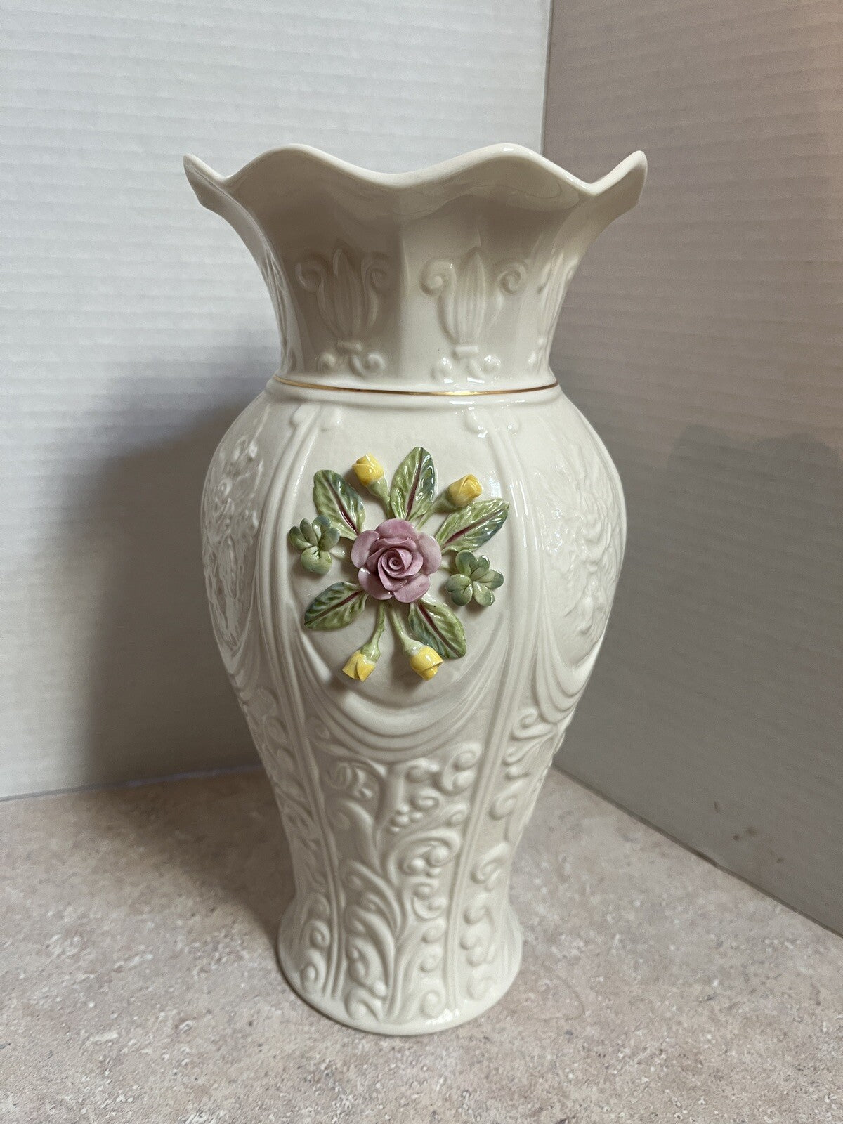 Belleek Romantic Rose Vase