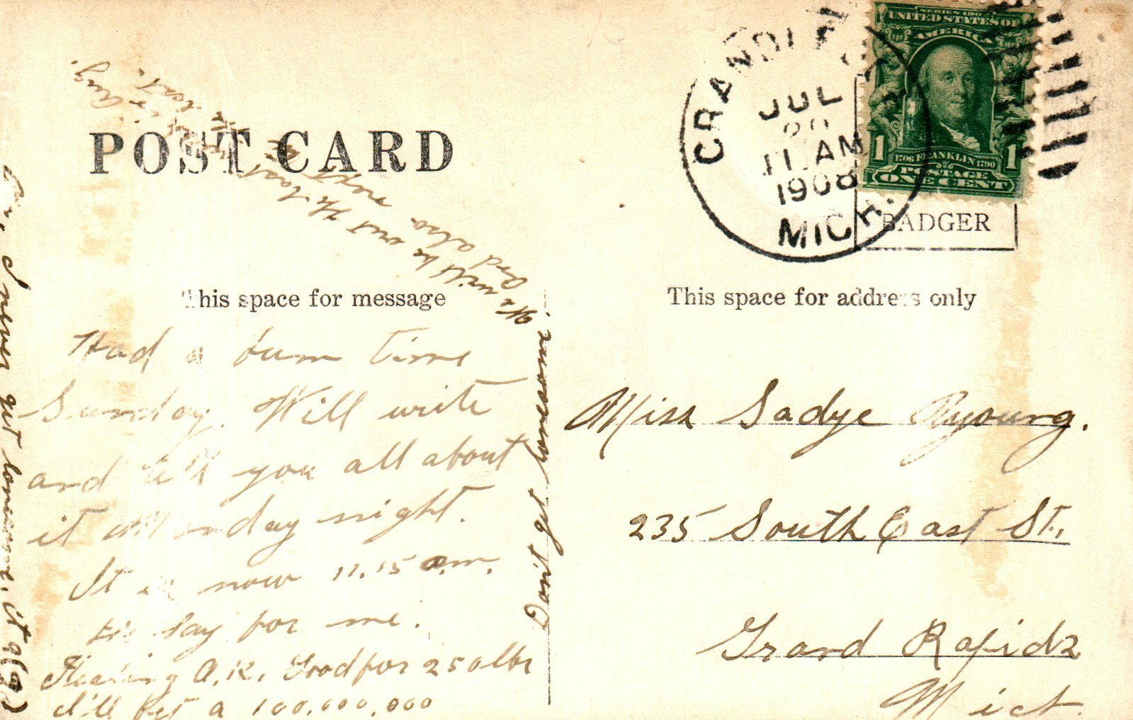 1908 Real photo Grand Ledge High School Grand Ledge Michigan MI Postcard