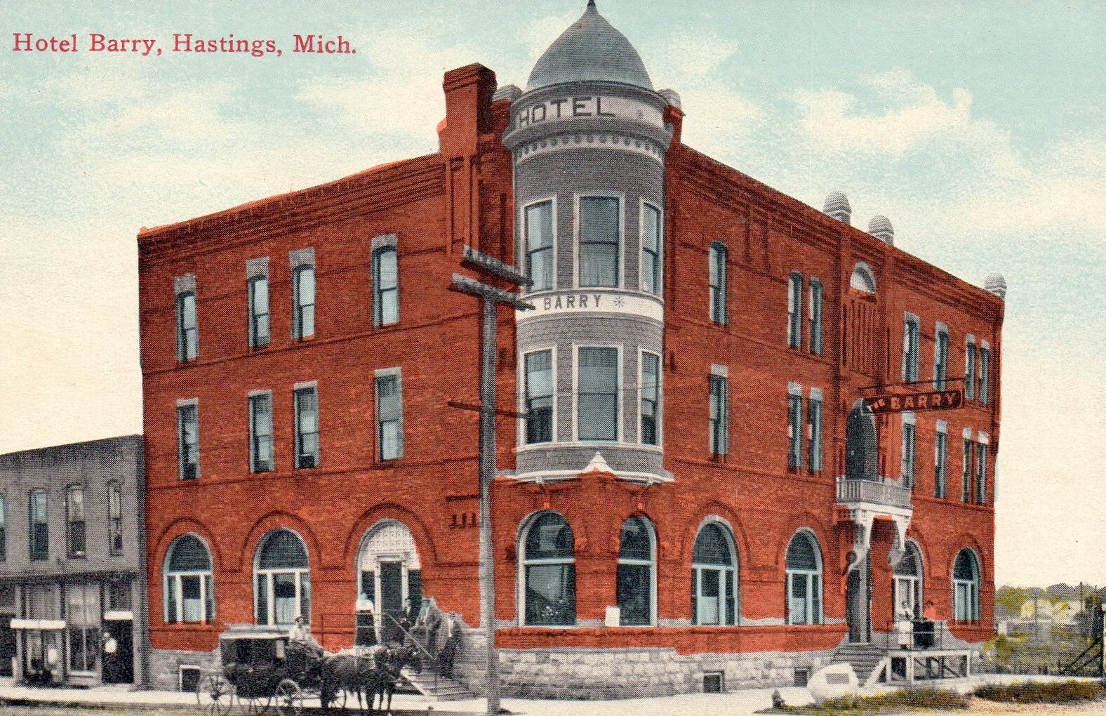 Hotel Barry in Hastings Michigan MI Postcard