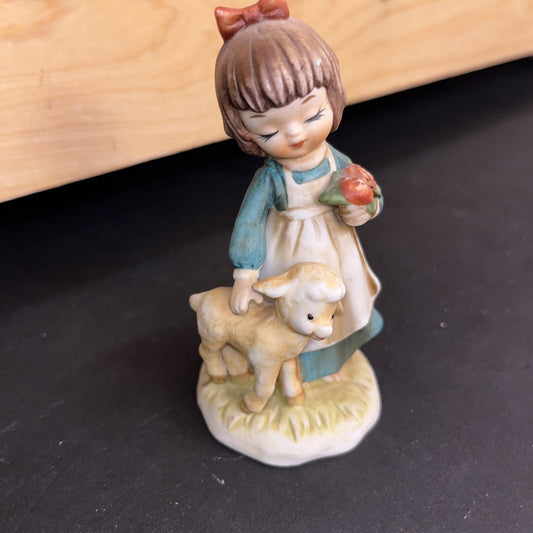 Vintage Lefton China Mary Had A Little Lamb Porcelain Figurine 2732