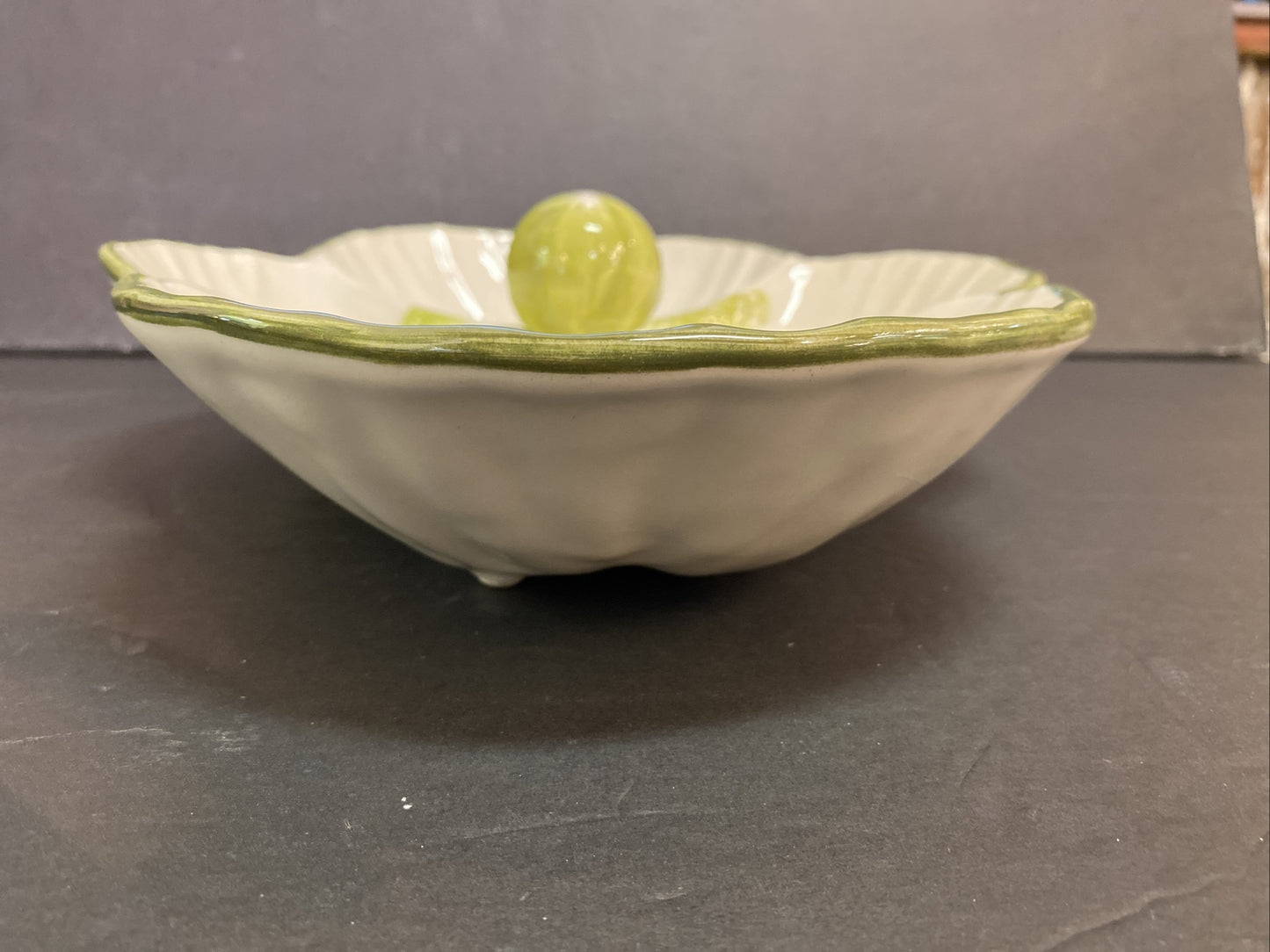 Vintage Los Angeles Potteries Mushroom Divided Serving Bowl #960 California USA