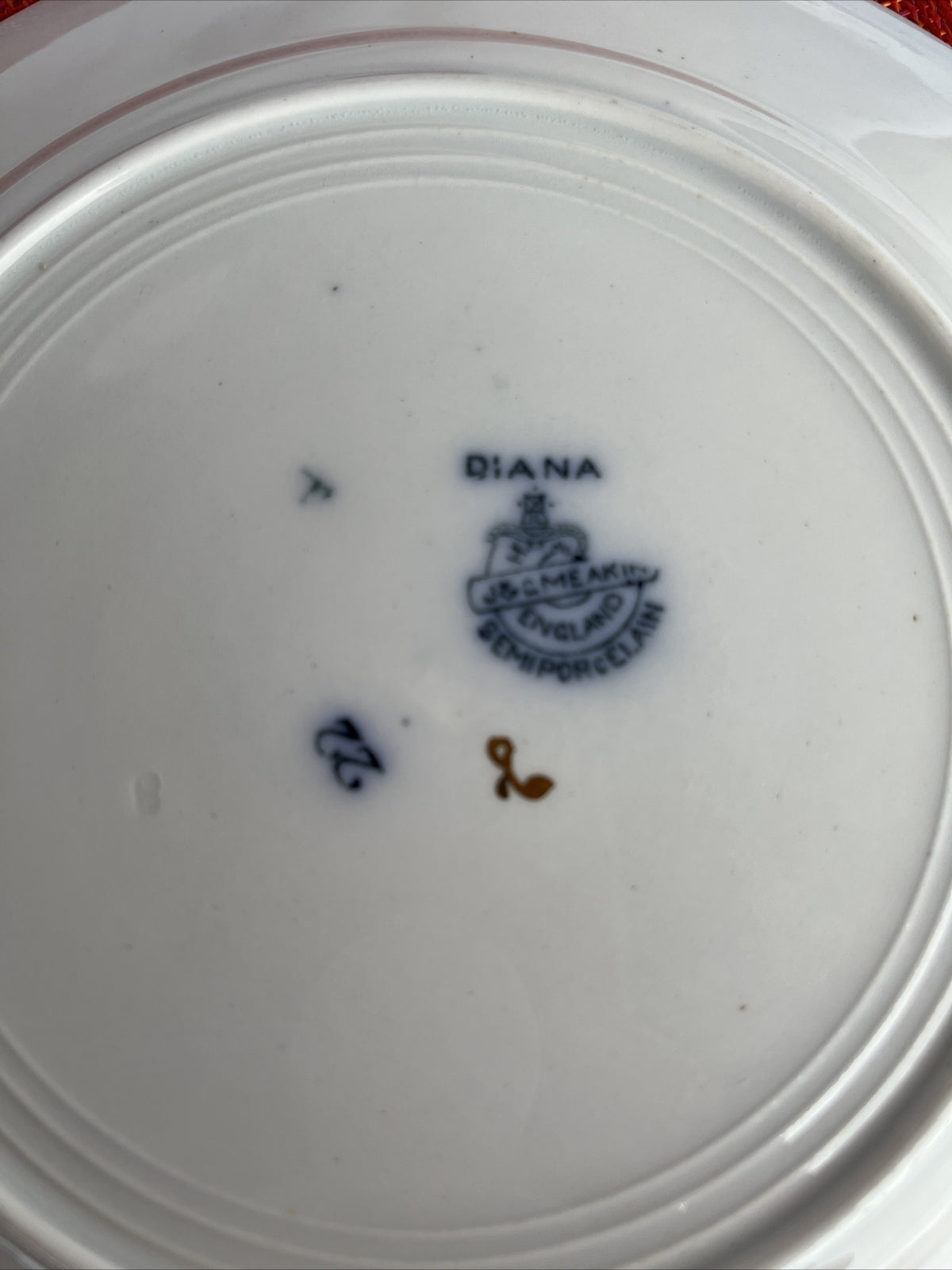 2 Retired J& G Meakin Hanley England Flo- Blue 7.5” salad Plates- 1907