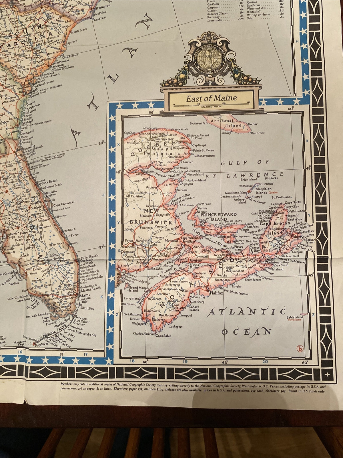 Vintage June 1951 National Geographic Map 41" x 26" 