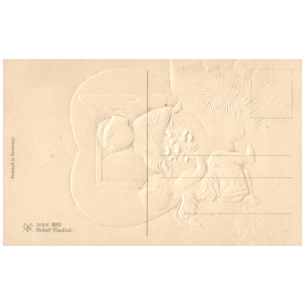 Beautiful Embossed Valentines Day Card w/ Two Angel Children Valentine Postcard