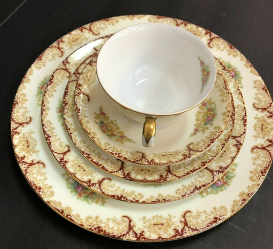 NORITAKE china Red & Tan pattern One Serving set of 5