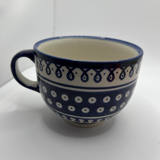 Polish Pottery Boleslawiec Large Blue Latte Cup Mug 18 Oz