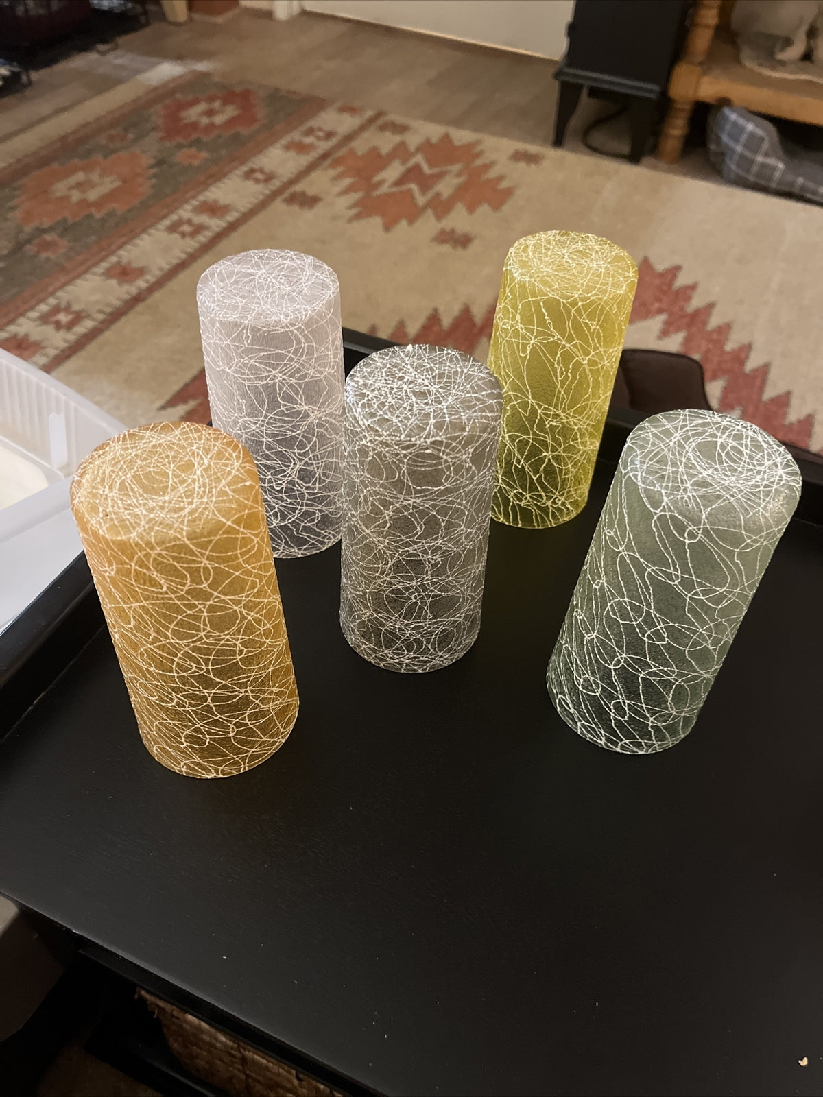 Set of 5 Vintage Spaghetti String MCM Glasses