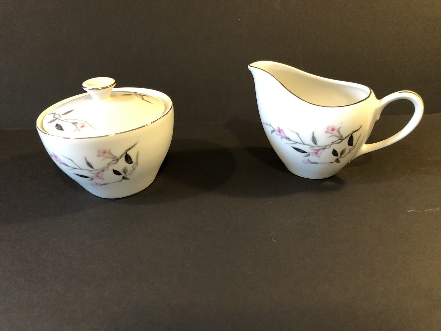 Cherry Blossom #1067 Fine China Creamer and Sugar Bowl Japan Dishware