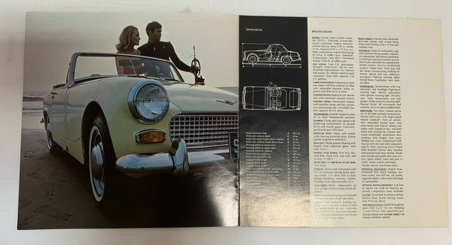 1968 MG Sprite Mark IV Car Brochure Vintage Original