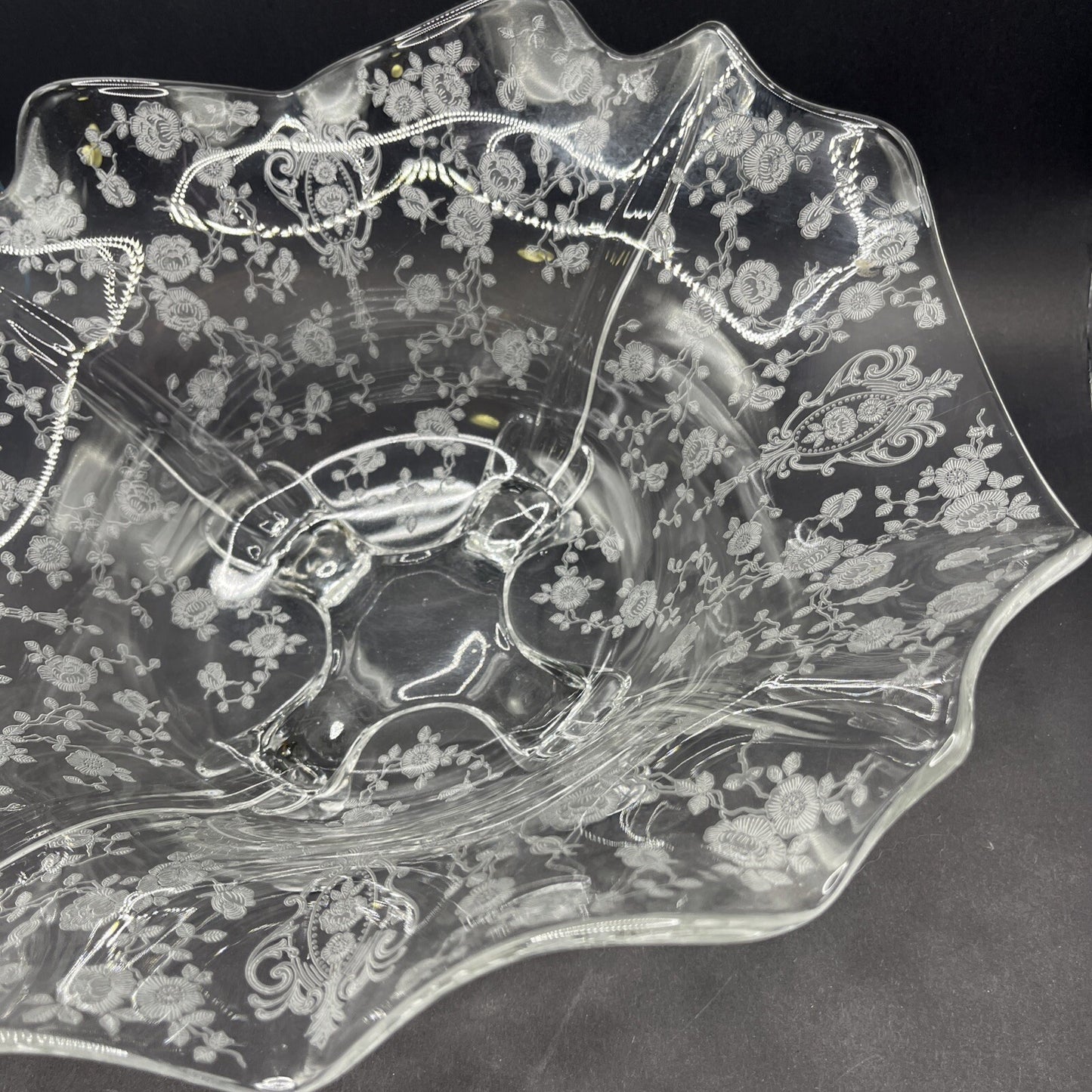 ROSEPOINT 12" FOOTED CENTERPIECE SERVING BOWL Cambridge Glass Co VTG