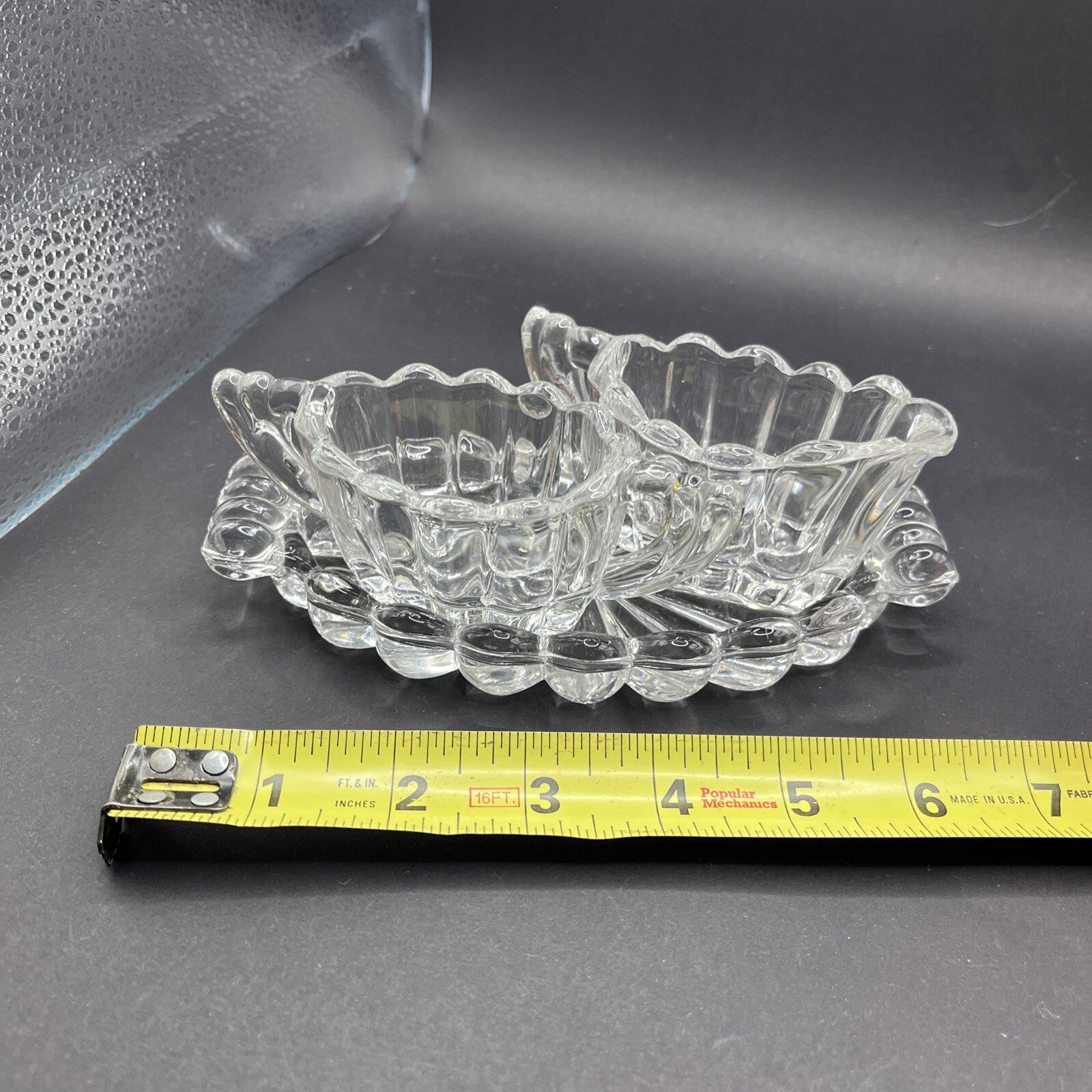 Heisey Glass Co Antique Cream & Sugar With Tray.