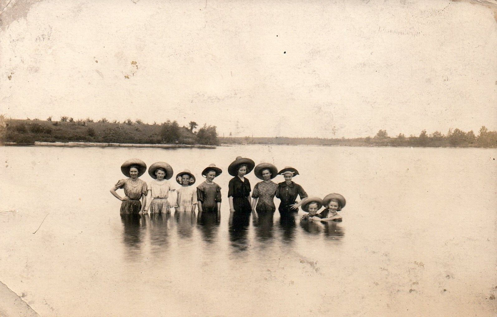 RPPC Children In Lake Near Trufant MI Mich Michigan Postcard
