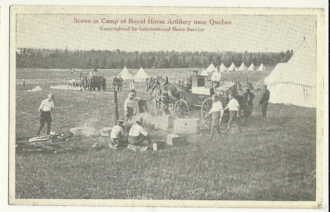 Scene In Camp of Royal Horse Artillery Quebec Military Postcard