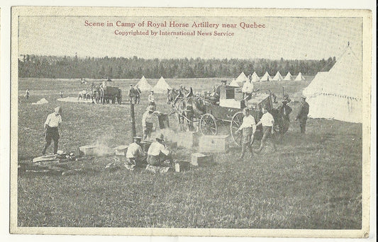 Scene In Camp of Royal Horse Artillery Quebec Military Postcard