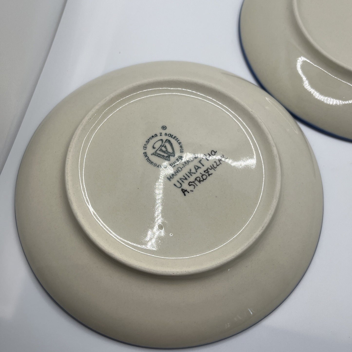 Unikat 2 Polish Pottery  Handmade Trivet R. Zarzycka 7.5” Salad Plate