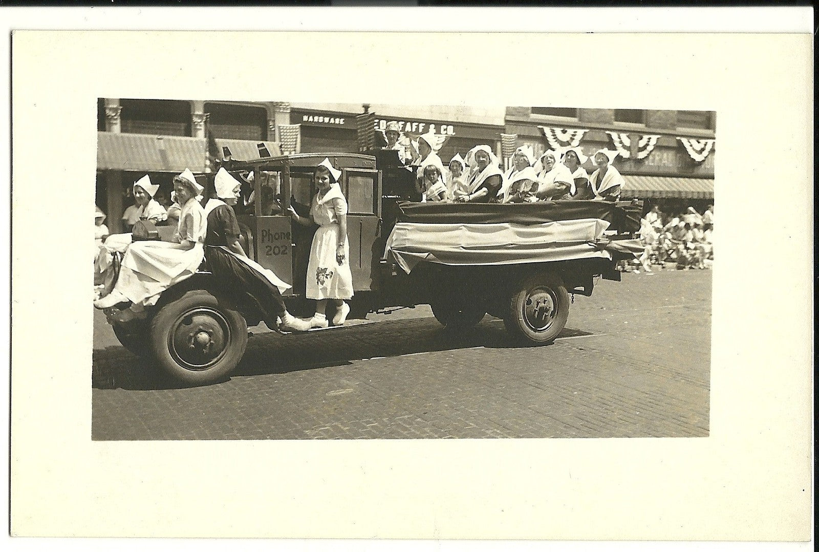 Real Photo Grand Haven MI 1934 Parade Postcard Old International Truck Dutch