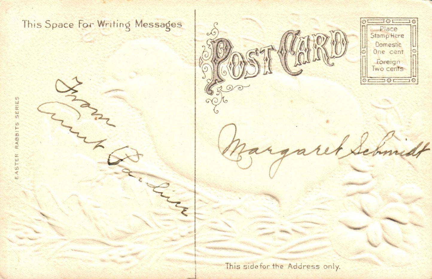 Embossed Gold Metallic Chick Hatching From Egg Easter Greeting Postcard