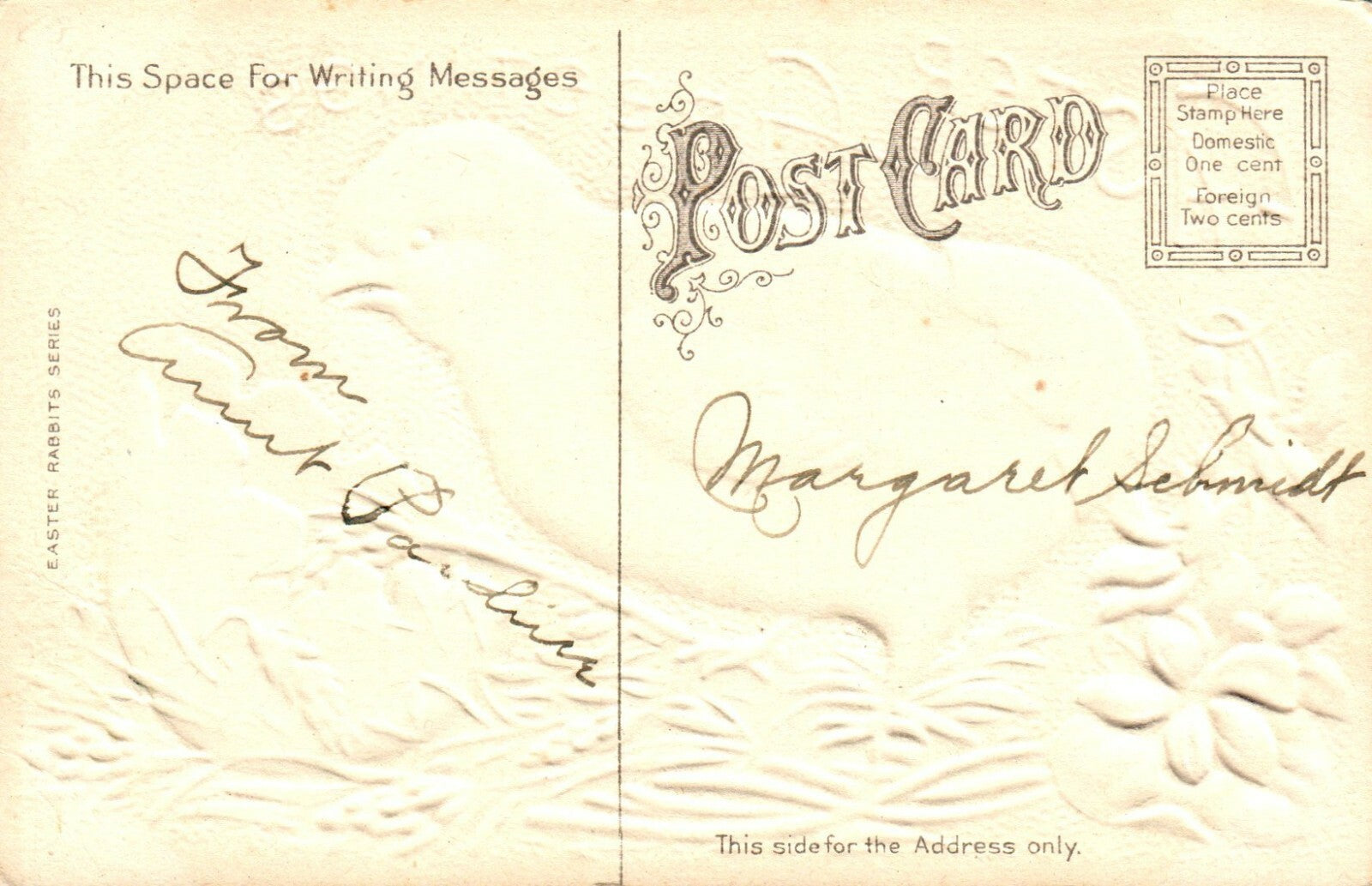 Embossed Gold Metallic Chick Hatching From Egg Easter Greeting Postcard