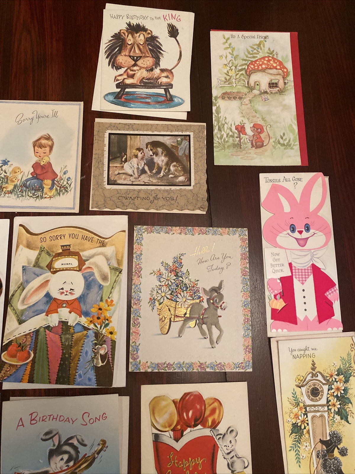 Vintage lot of 25 Greeting Cards Animals dogs rabbits deer lion elephant & More