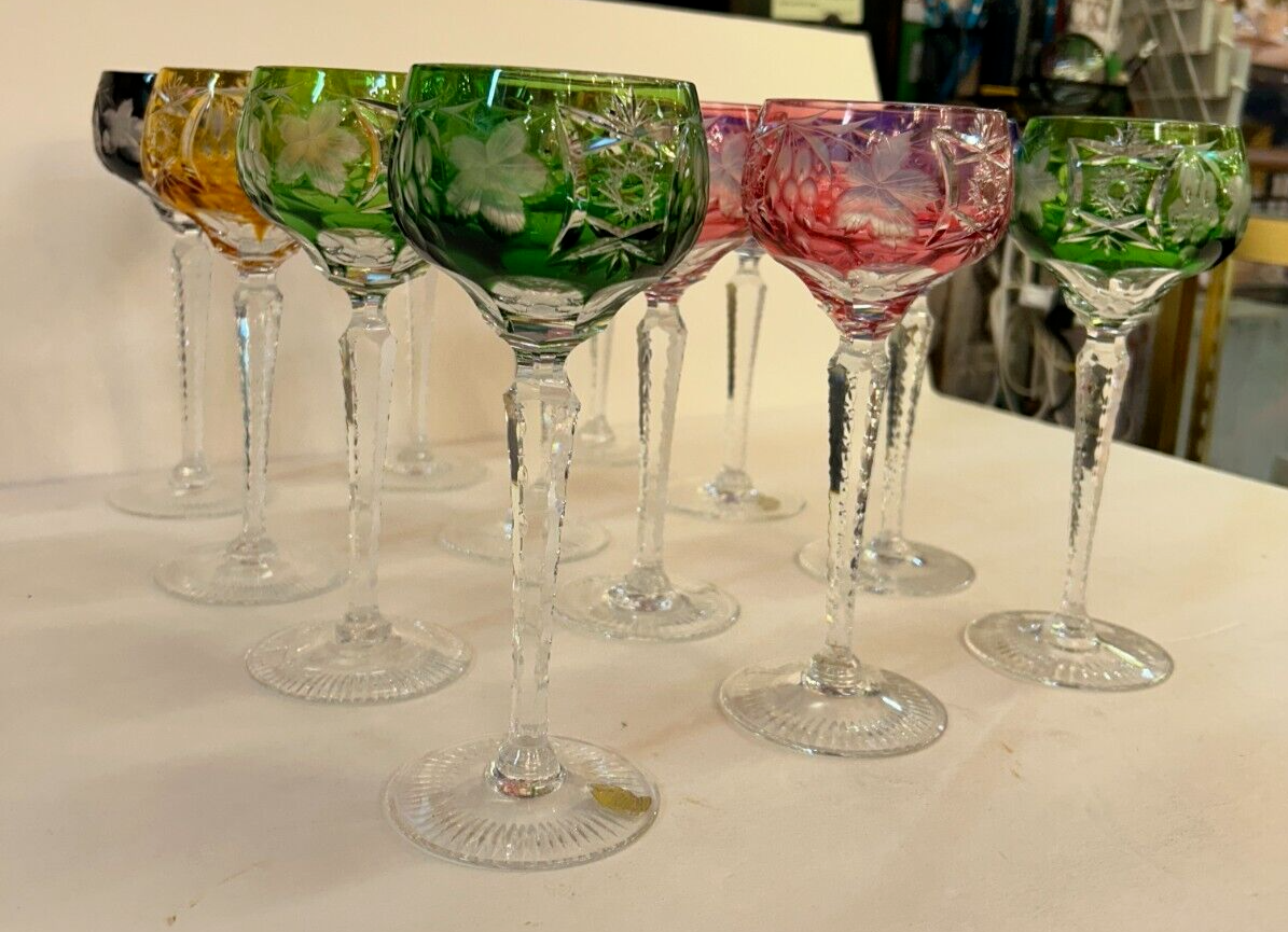 12 NACHTMANN TRAUBE Crystal 8.25 Cut To Clear WINE GOBLET Bohemian Marsala