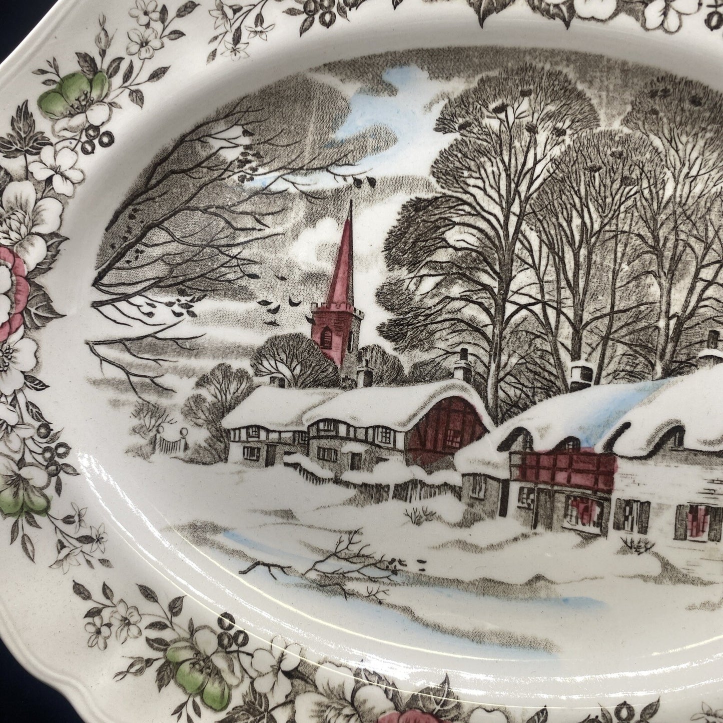 12" English Staffordshire J & G Meakin Stratford-On-Avon Oval Serving Platter