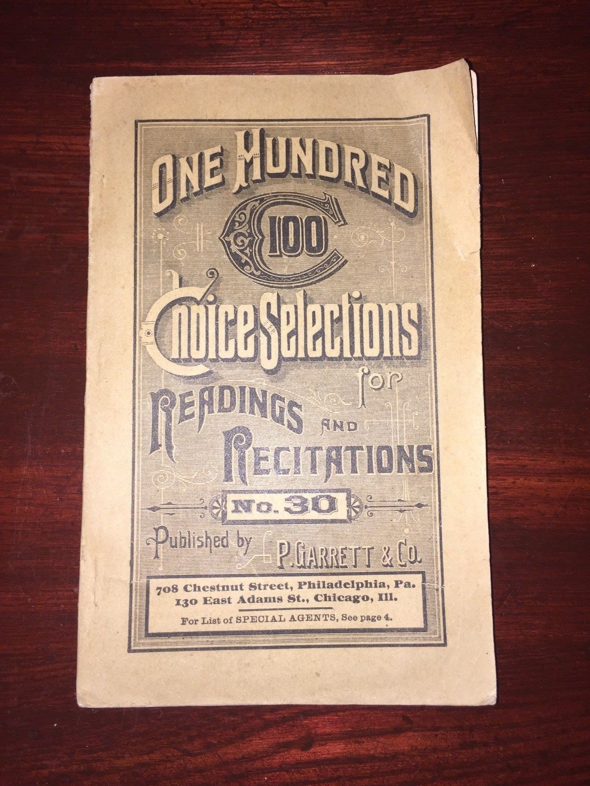 One Hundred Choice Selections for Reading and Recitations No. 30  Play Book 