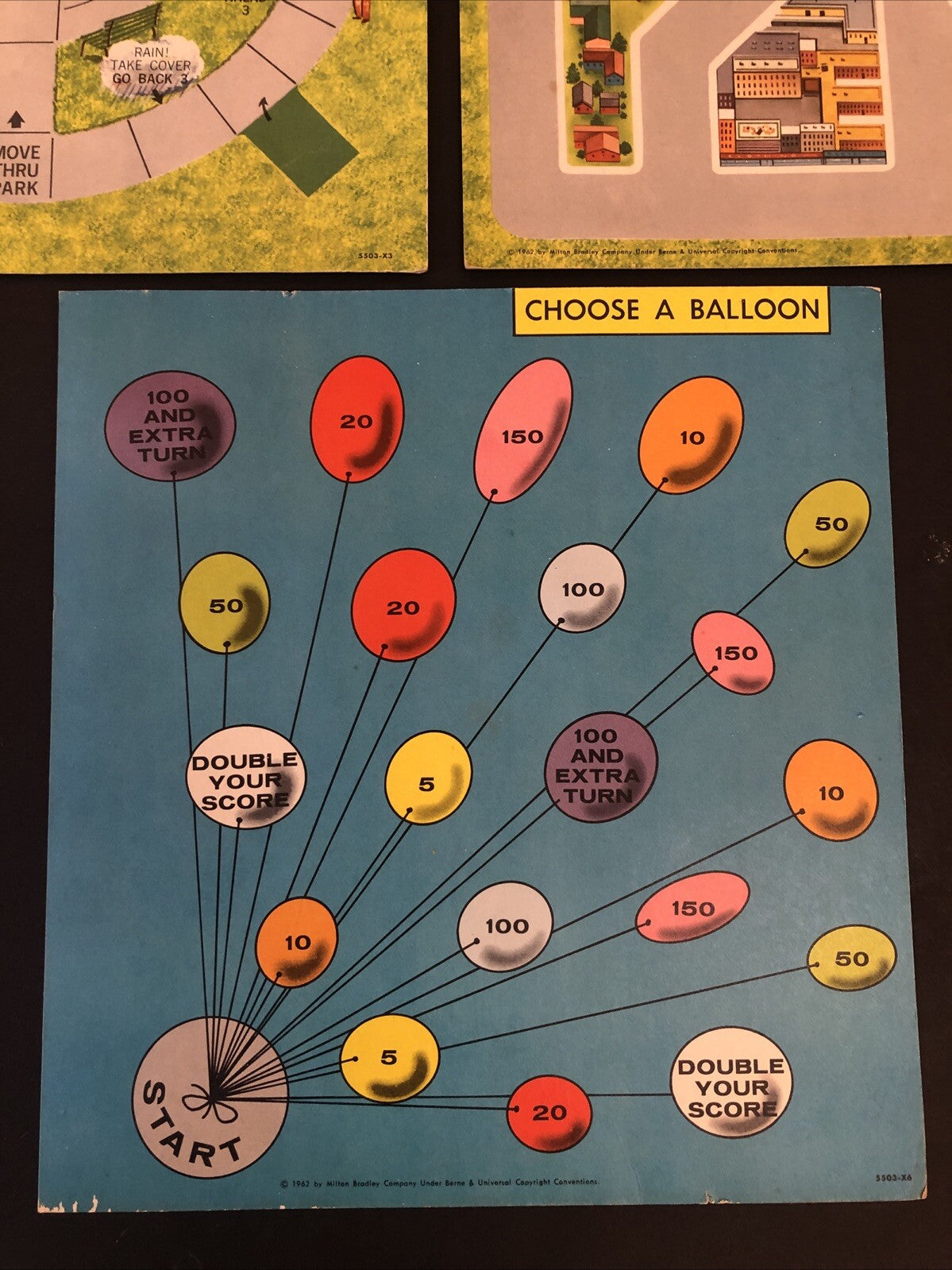 1962 Milton Bradley Board Game Pieces - Toy Town Driving Fun Choose a Balloon