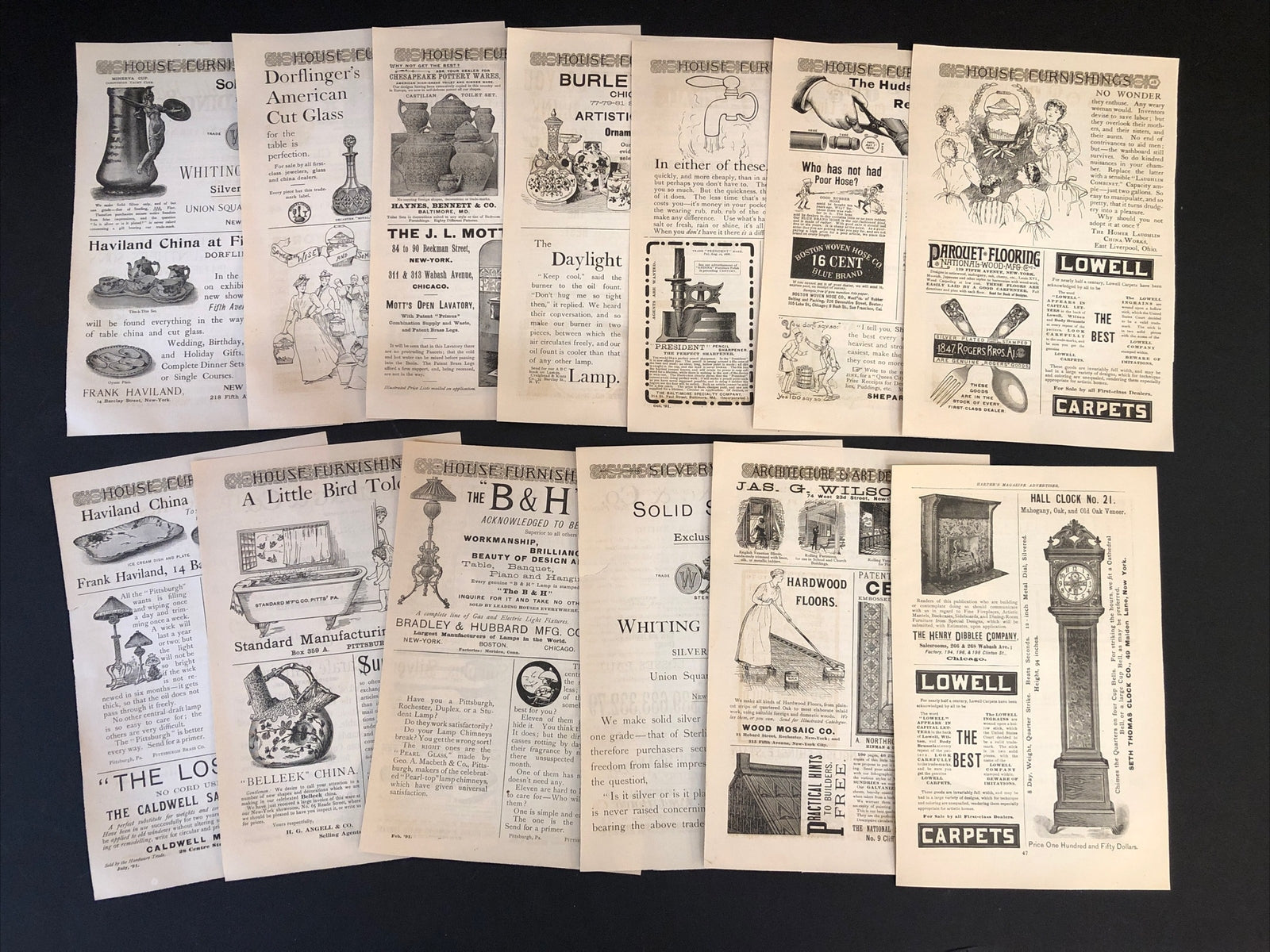 Household Lamps China Clocks 13 pages - 1891 Harpers Magazine Advertisements Ads