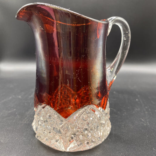 Vintage Ruby Red Flash Glass Souvenir Pitcher South Bend Indiana IN