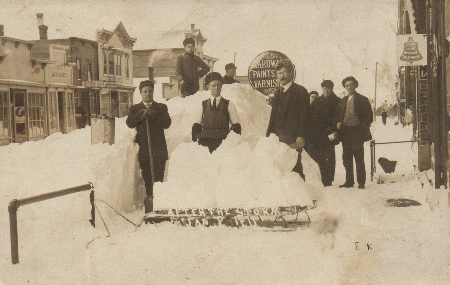 Real Photo After The Storm Hardware Paints Varnish Sign Men Vintage Postcard
