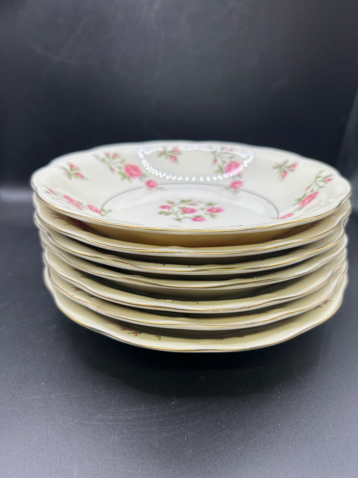 Theodore Haviland Delaware 7.5 inch Set of 7 Salad Bowl Pink Roses New York