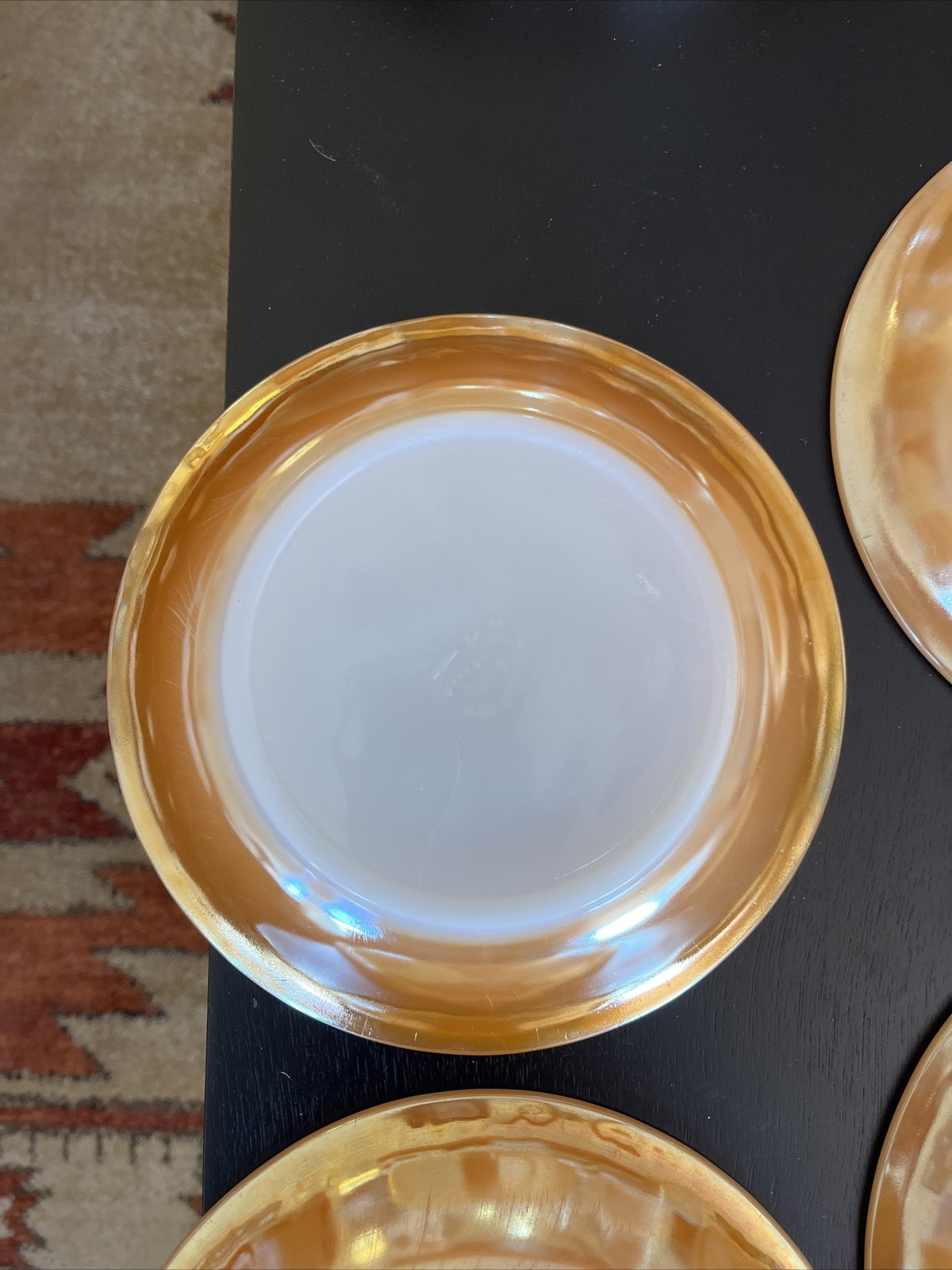 Vintage Fire King Peach Lustre Leaf Soup Bowl Set of 4