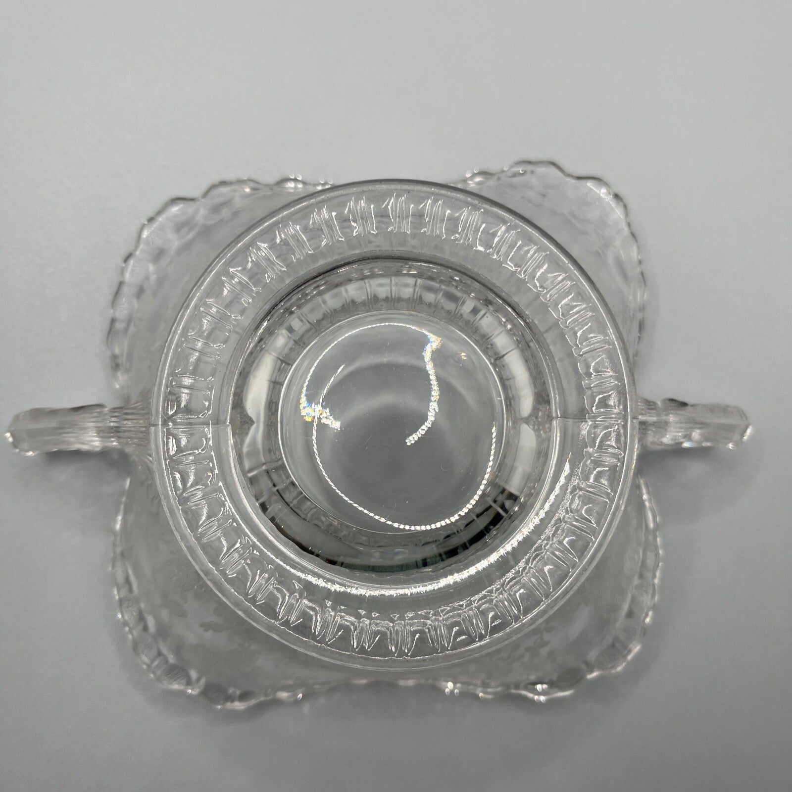 VINTAGE CAMBRIDGE GLASS ROSE POINT ETCH CANDY DISH ELEGANT
