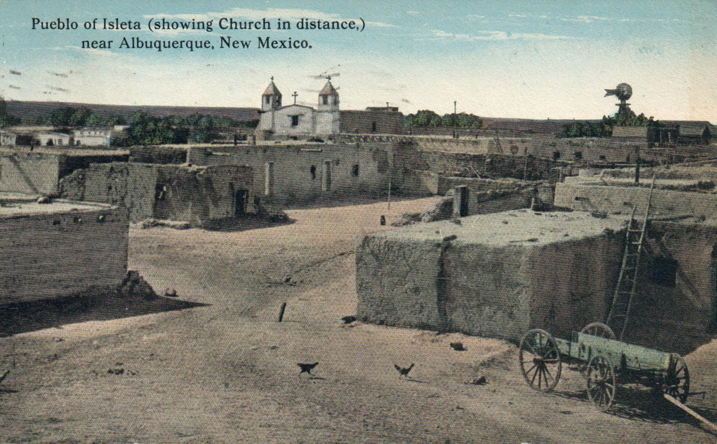 Pueblo Of Isleta Church In Distance Albuquerque  NM New Mexico