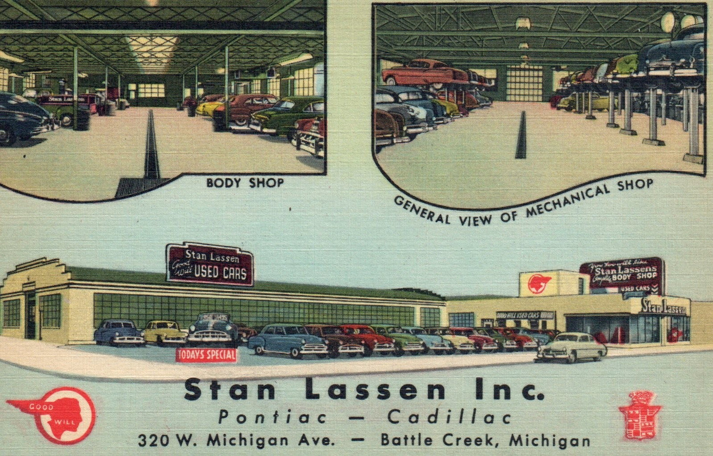 Stan Lassen Used Cars in Battle Creek Michigan MI Postcard