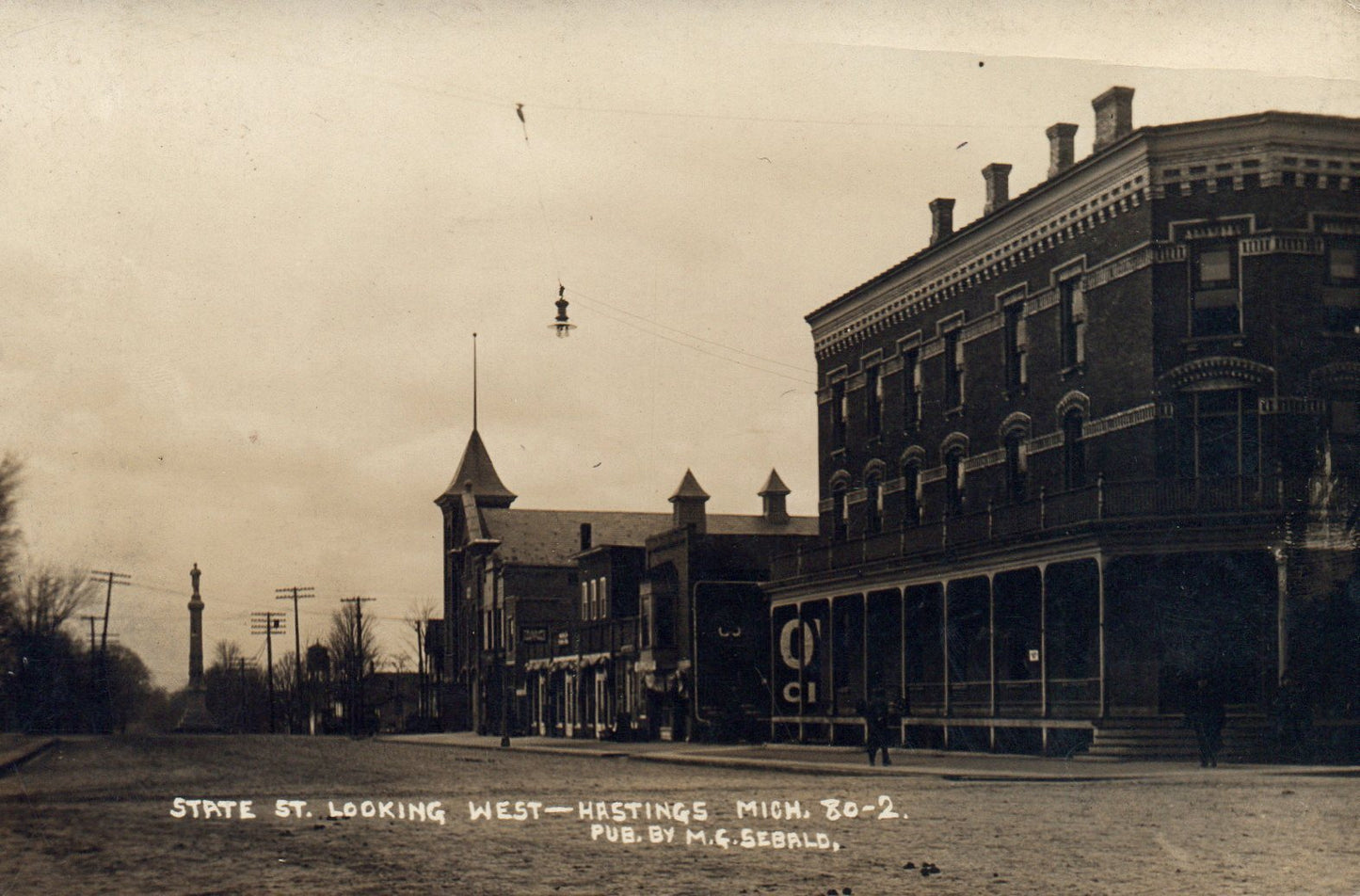 State St. Looking West, Hastings, MI Mich Michigan Postcard, Real Photo