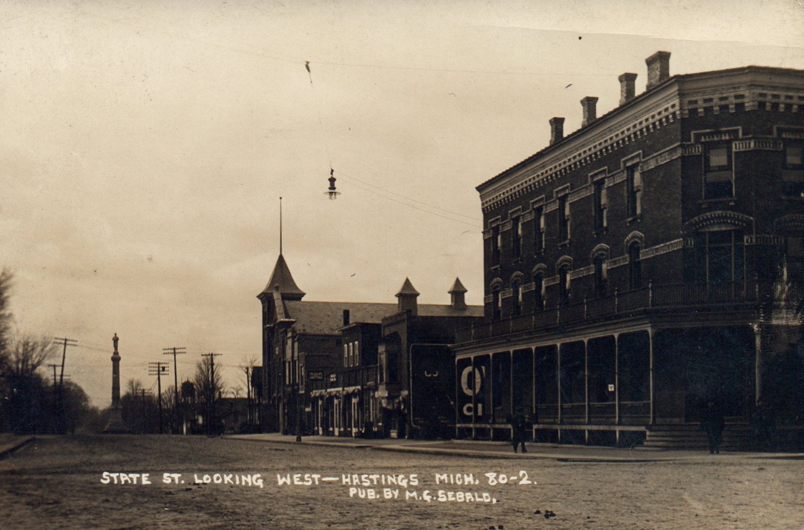 State St. Looking West, Hastings, MI Mich Michigan Postcard, Real Photo