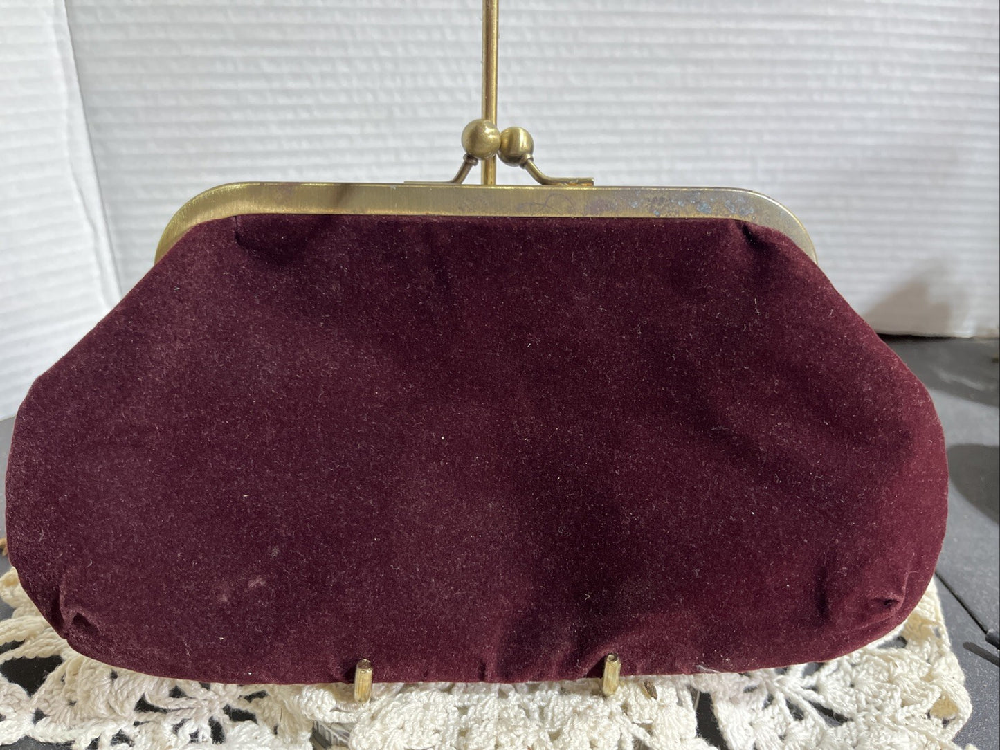 DOLCE & GABBANA Pour Femme Burgundy/Red Wine small Kiss lock Clutch PURSE