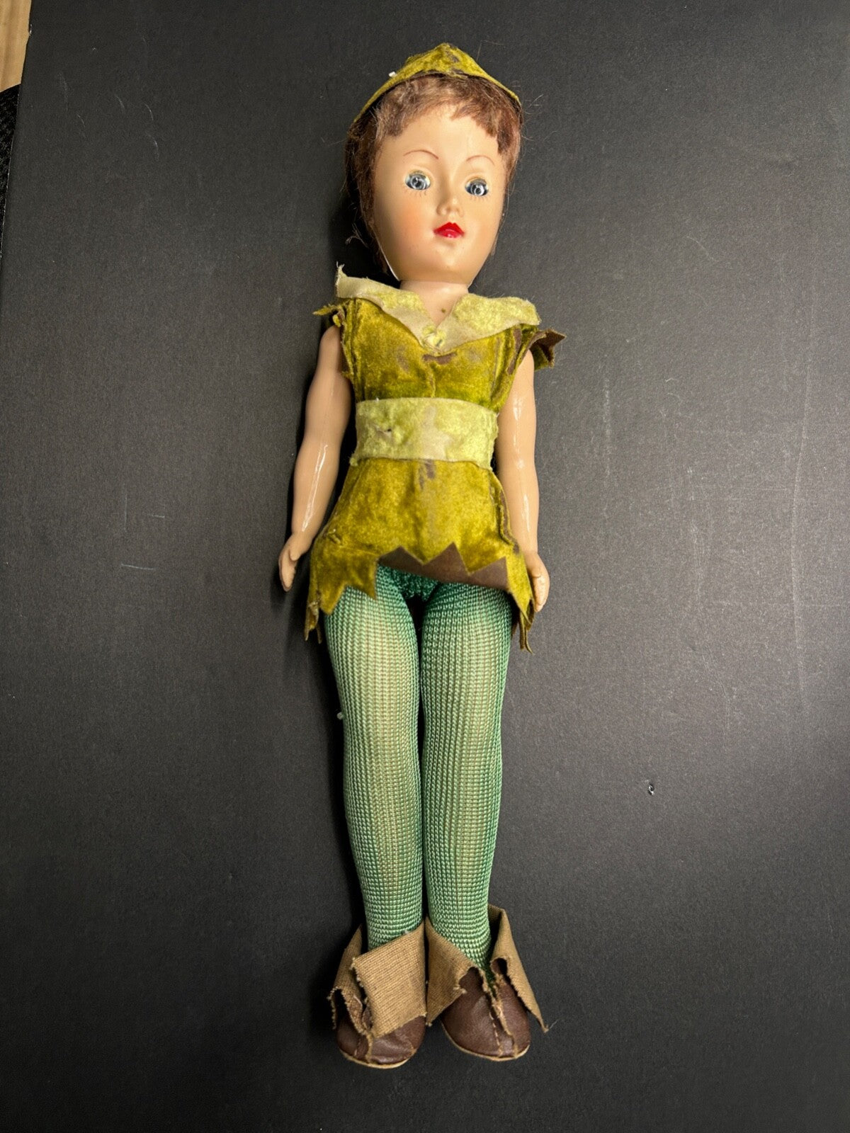 1950's Vintage Peter Pan Doll Blinking Eyes Arms and Legs That Move With Stand