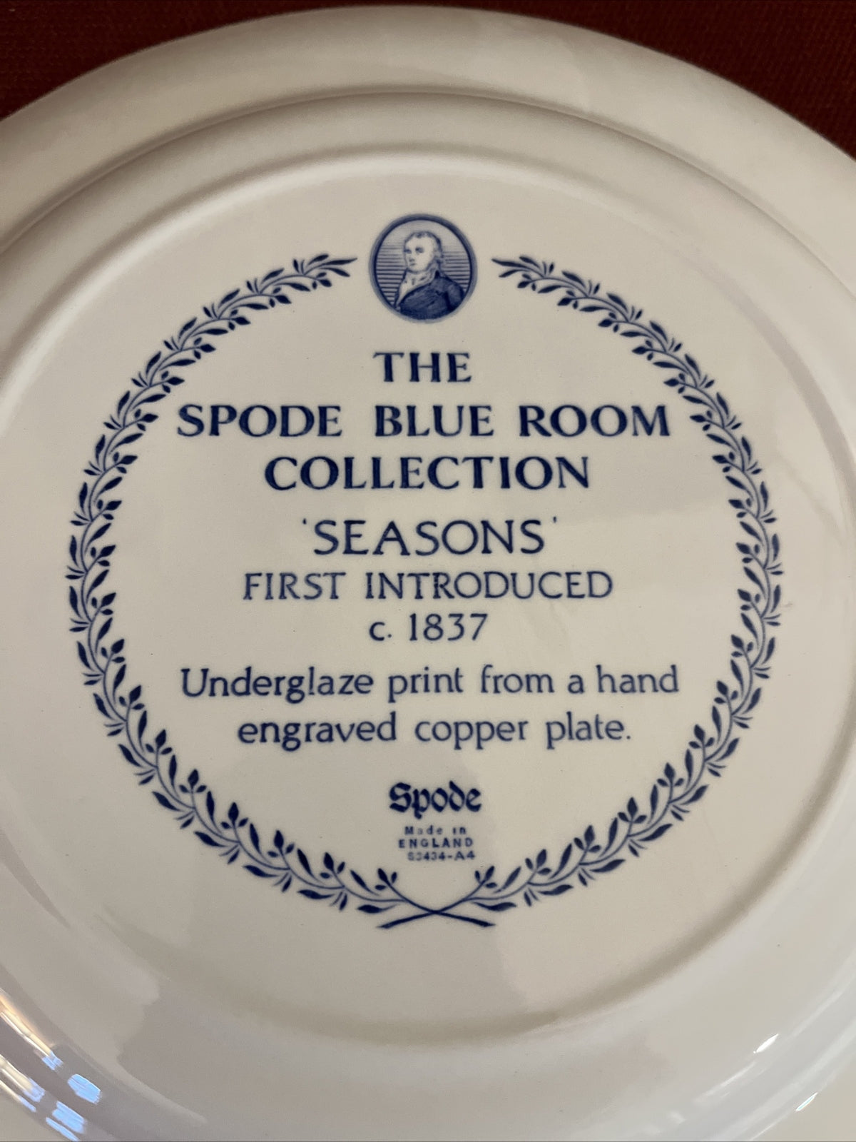 SPODE BLUE ROOM COLLECTION SERIES "Seasons" Plate