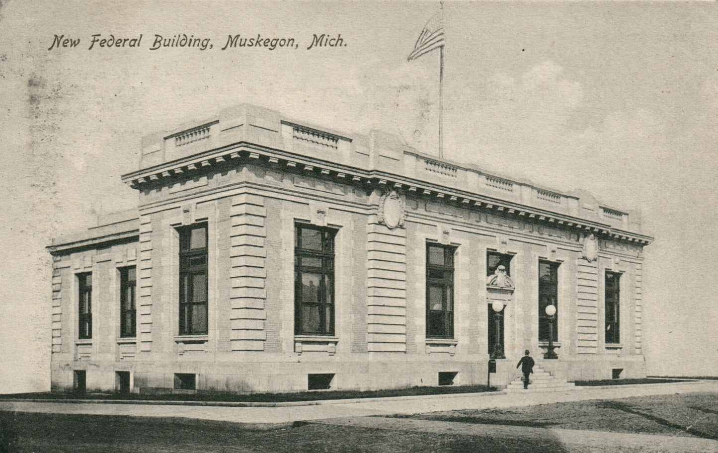 1909 New Federal Building Muskegon Michigan MI Postcard