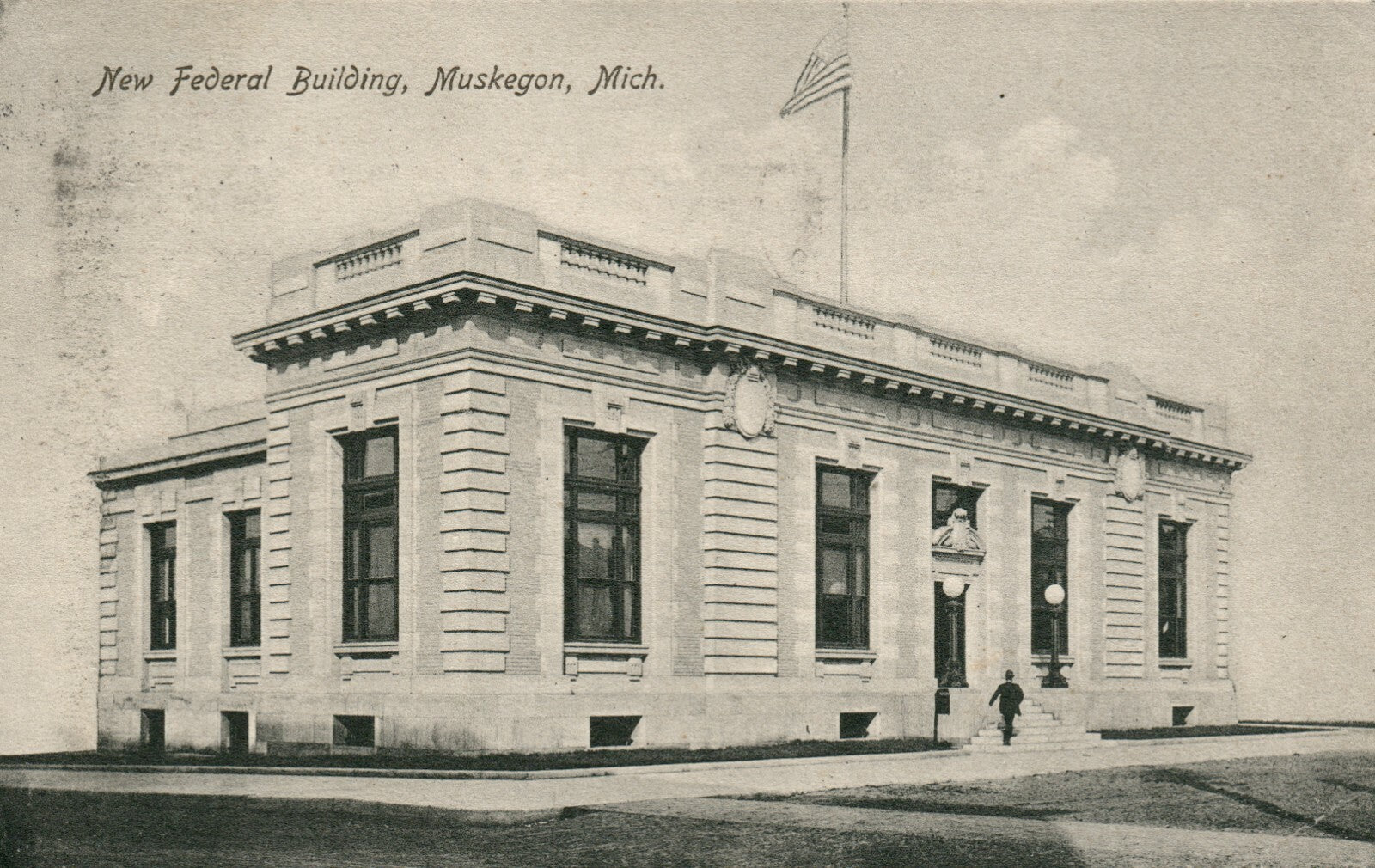 1909 New Federal Building Muskegon Michigan MI Postcard