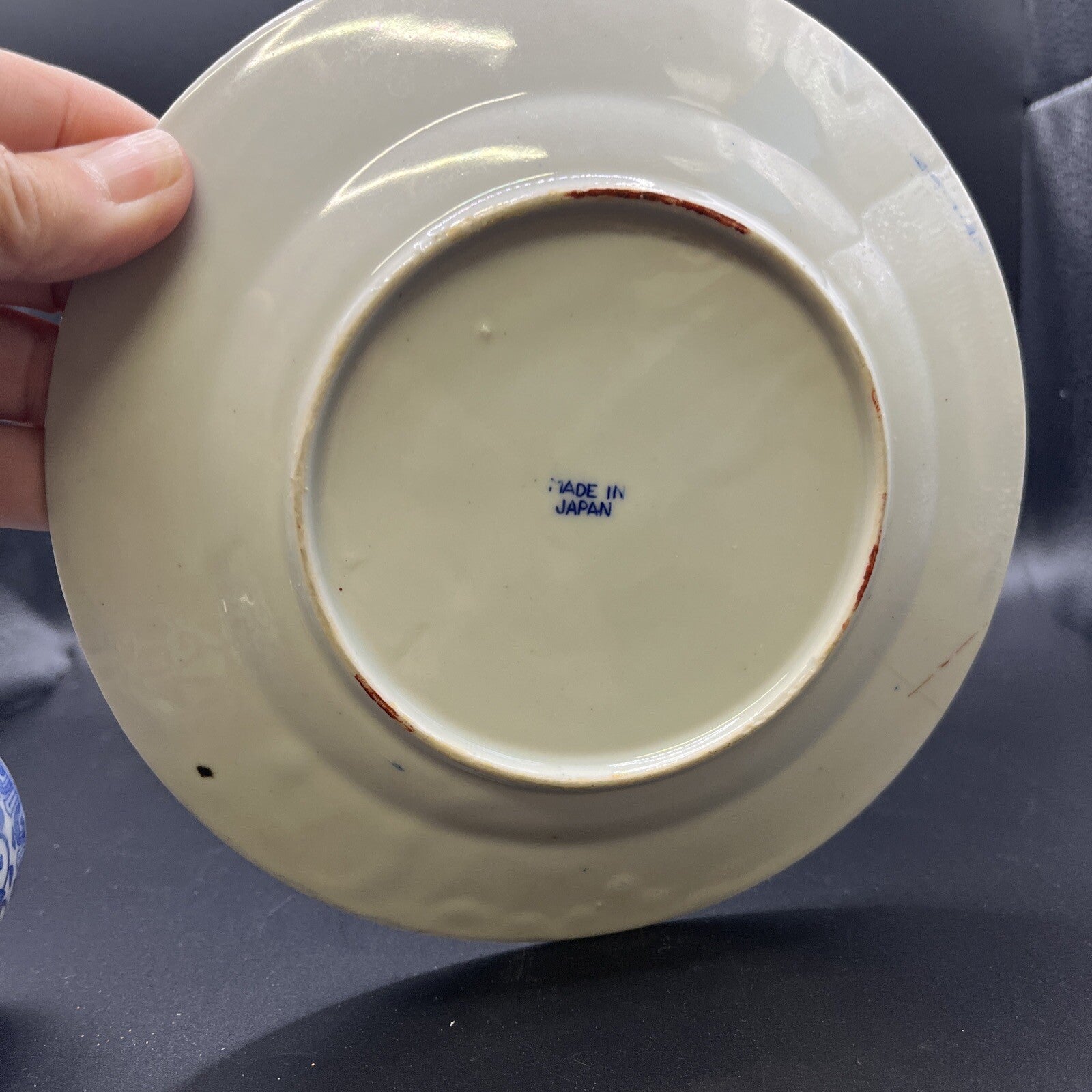 Vintage Phoenix Bird Blue & Demitasse Handless Cup & sandwich Plate Set