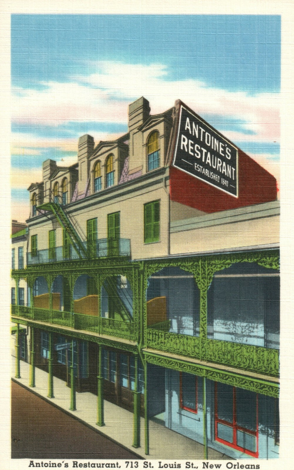 Antonie's Restaurant Established 1840 French New Orleans Louisiana LA Postcard